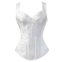 steampunk corset with cup lingerie zipper side straps overbust corset waist trainer bustier plus size
