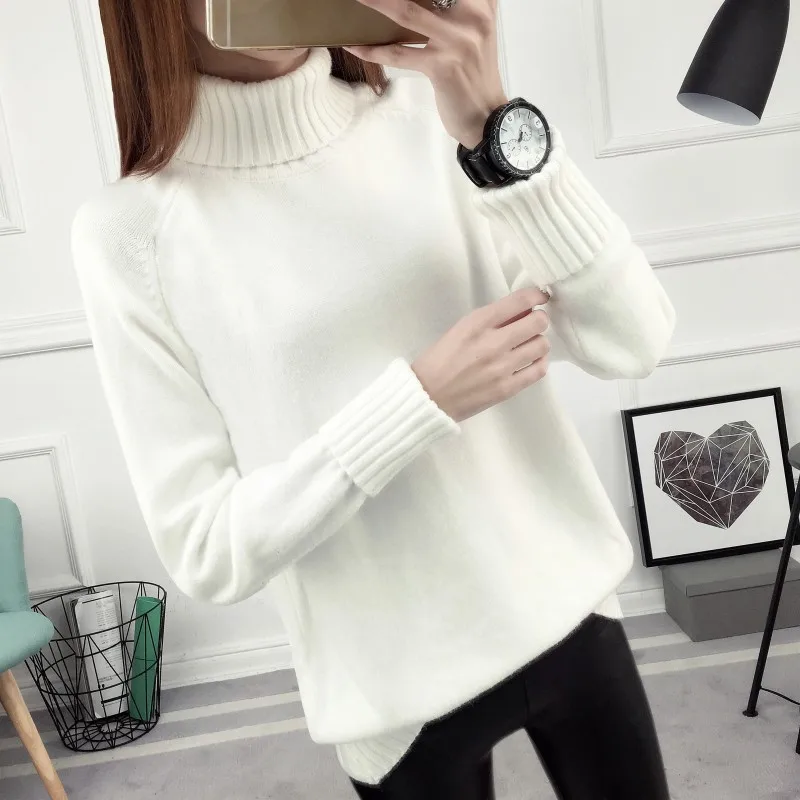 Autumn new loose high collar pullover autumn and winter models 2020 fashion solid color long-sleeved bottoming sweater tide | Женская