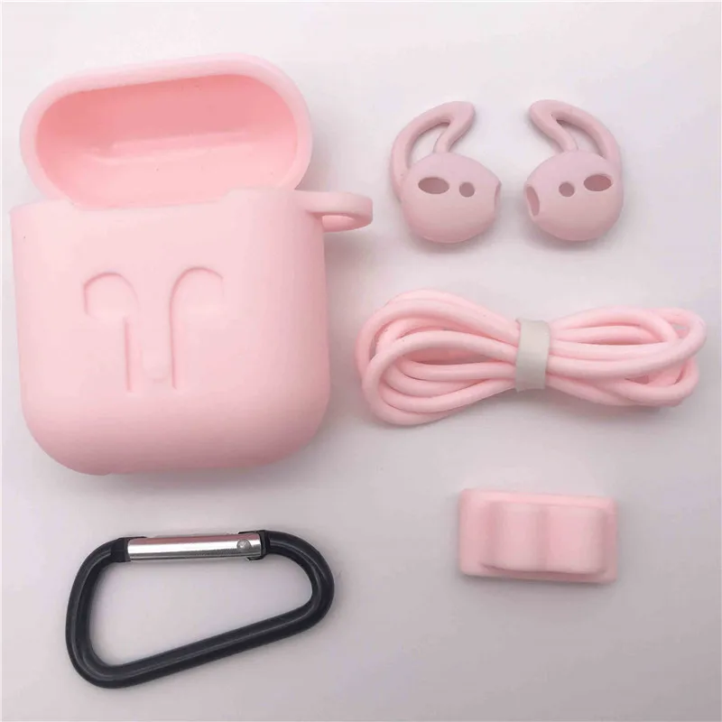 CALETOP 5 в 1 мягкий силиконовый чехол для Airpods, беспроводной чехол для наушников Airpod для KD10 i10 V8 I12 TWS, защитный чехол - Цвет: Pink