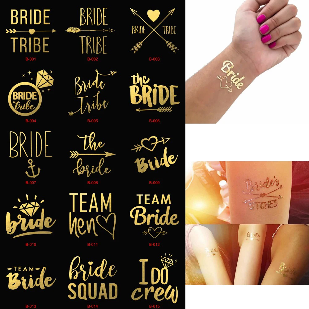 1 шт. девичник вечерние команды невесты отряд временная татуировка Золотая