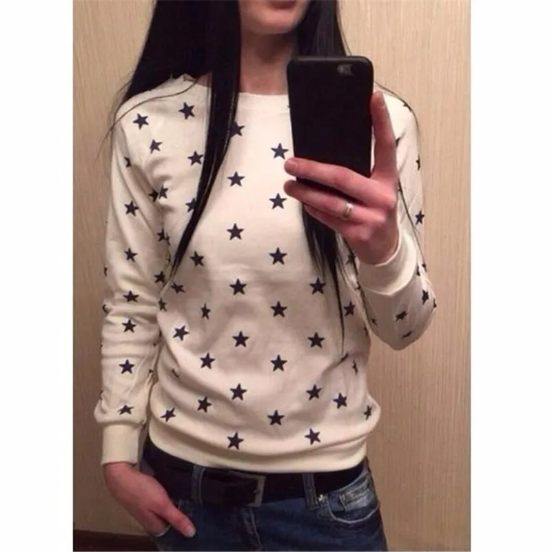 Новинка 2016 модный Европейский Свитшот со звездами худи с длинным рукавом