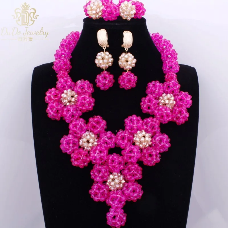 Сказочный нигерийский фуксия шары Свадебные африканские Коралловые бусы