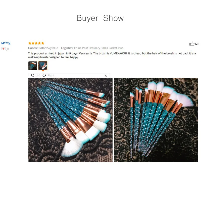 Горячая распродажа 10 шт. Синий Единорог макияжные кисточки набор кистей для