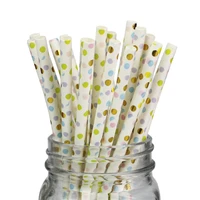 250pcslot paper straws foil colorful polka dot party paper drinking straws baby shower wedding birthday party drinking supplies