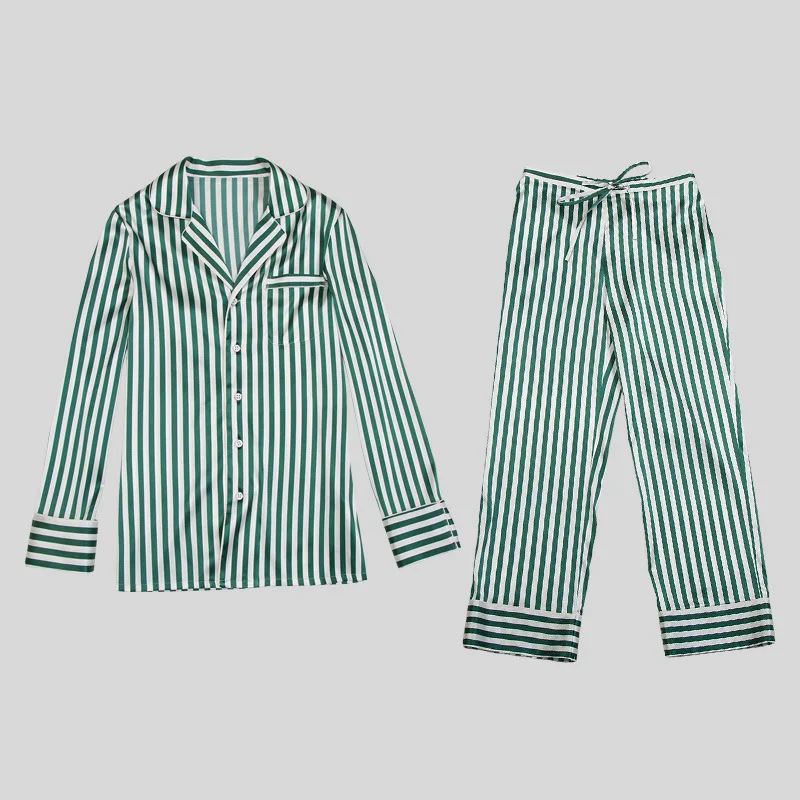 2019 Ladies'Leisure Sleepwear 19MM Nature silk+5% Spandex Elegant Luxury Home Suit Casual Golden Collar Worker Royal Pajamas