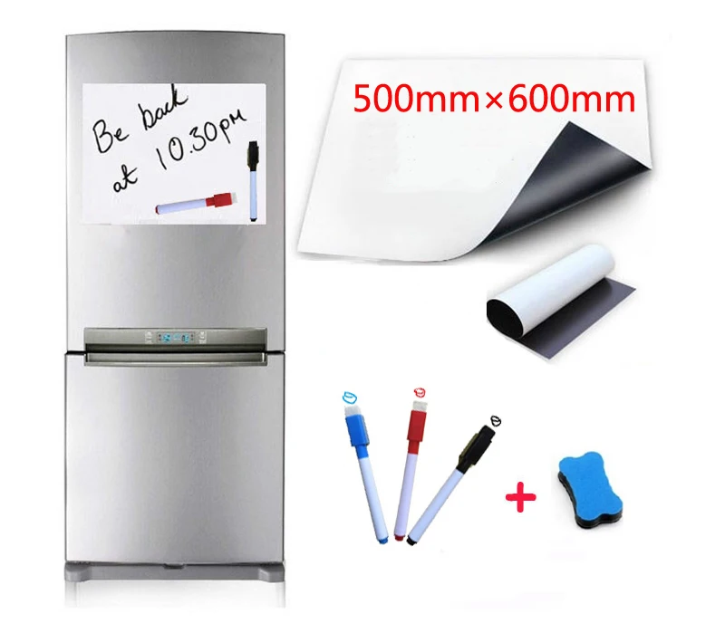 Магнитная доска 500x600 мм, магнитные маркеры для холодильника, домашняя кухня, наклейки для сообщений, доски, магниты, 1 ластик, 3 ручки