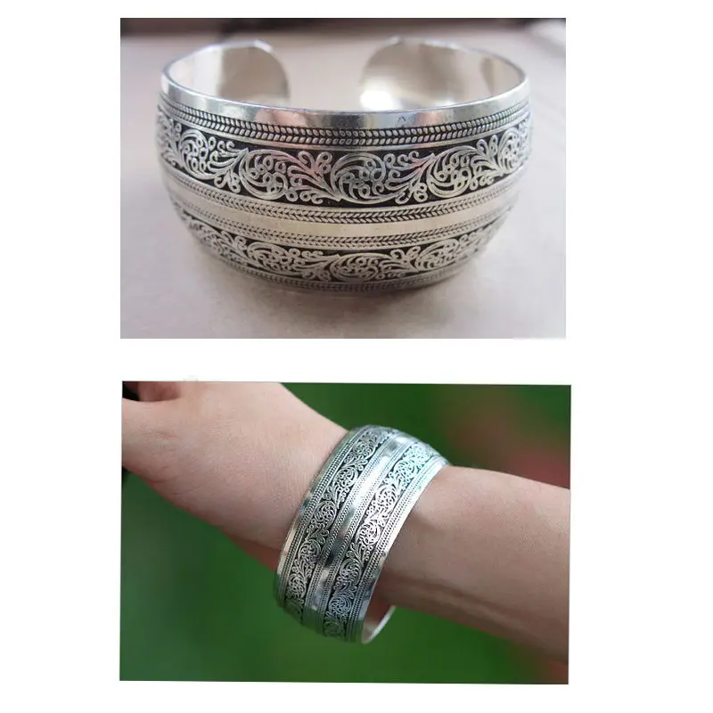 BOHO винтажные браслеты Тибетский тибетский серебряный черепаха Тотем браслет на