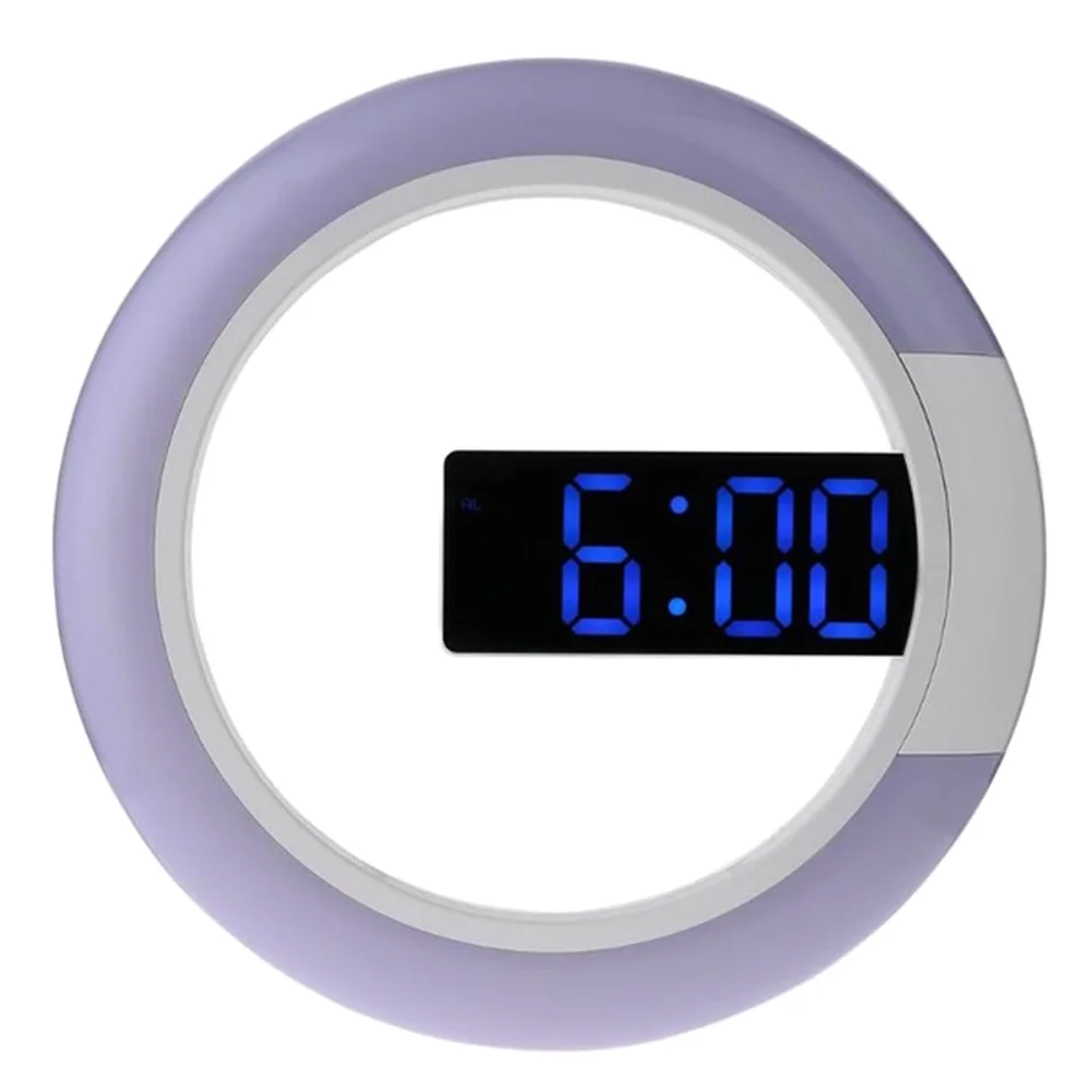 Alarm Hollow LED Display Mirror Mini Temperature Ring Shaped Simple Digital Time Memory Wall Clock | Дом и сад