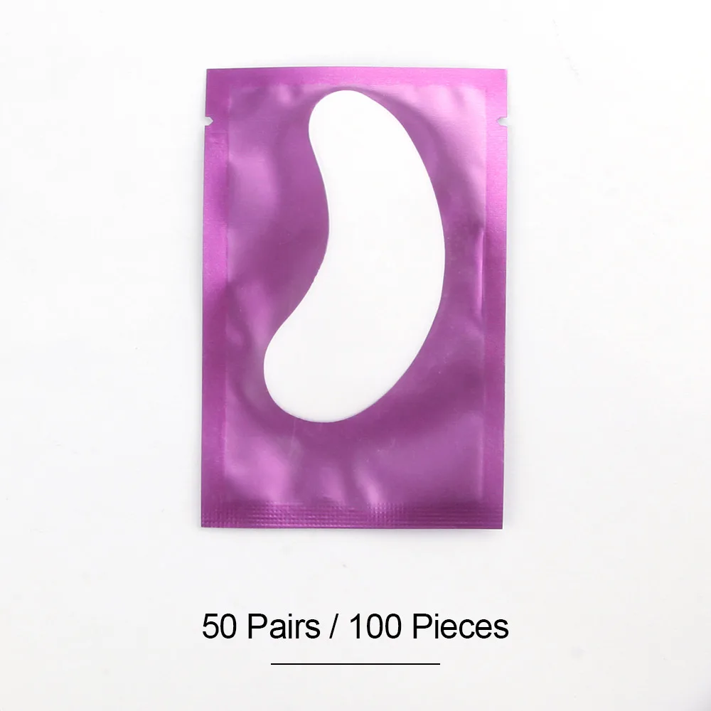 Purple 50 пар накладных ресниц, гидрогелевые накладки для наращивания ресниц, инструмент для макияжа, косметические накладки под глазами, наклейки для прививки, инструмент для обертывания - Цвет: Purple