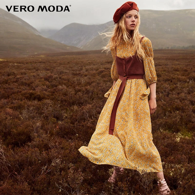 Vero Moda зимнее платье труба из двух частей с цветочным принтом | 31836Z517|Женские