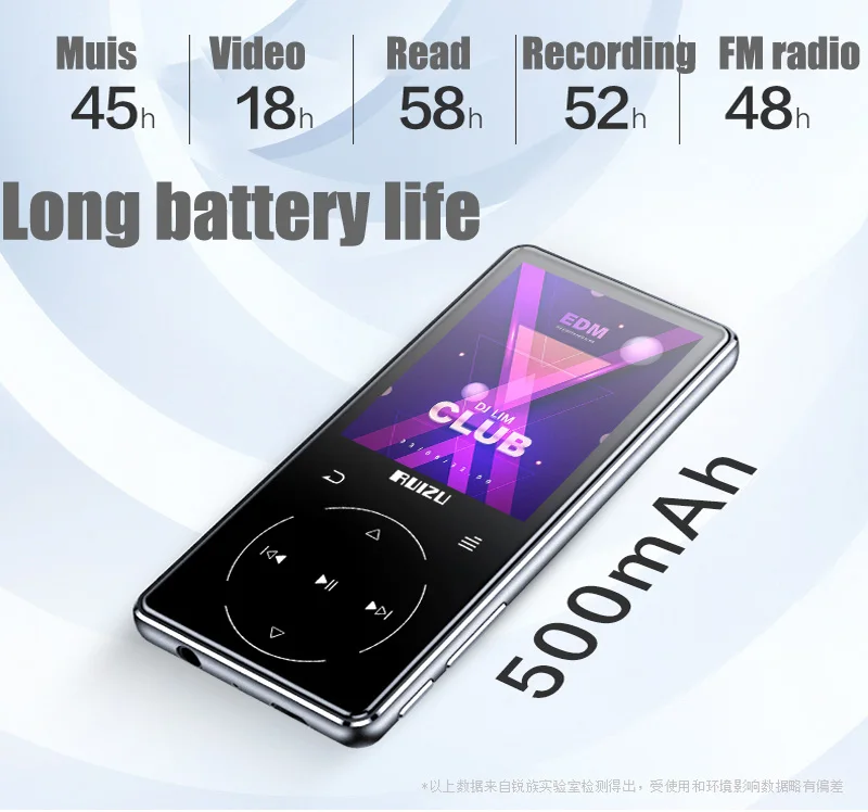 Спортивный MP3-плеер ruidu D16 с Bluetooth, 8 ГБ, экран 2,4 дюйма, FM, запись, электронная книга, часы, шагомер, Встроенные динамики