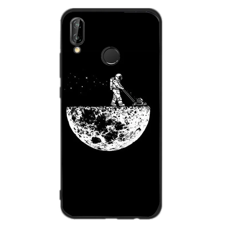 Силиконовый чехол с рисунком для Huawei p8 p9 lite mini 2017 mate 10 p10 p smart мягкий черный p20