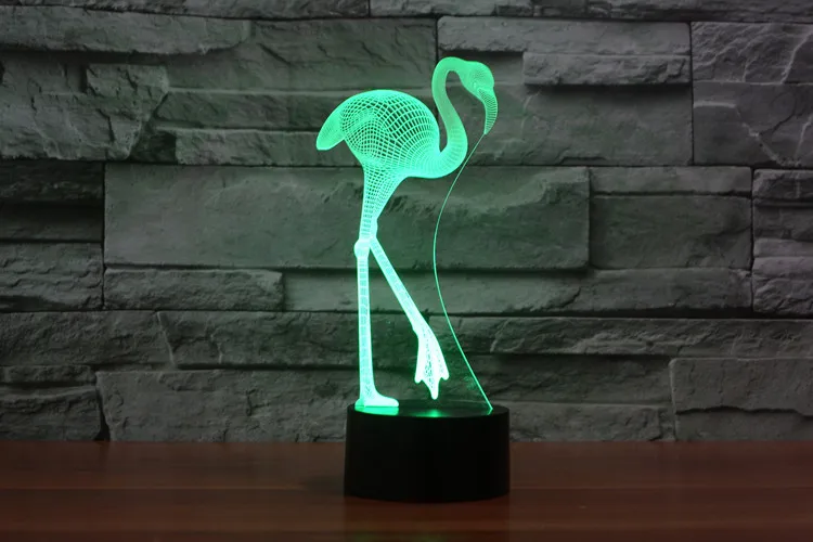 [Seven Neon] Бесплатная доставка акриловая настольная лампа в форме фламинго 7 цветов