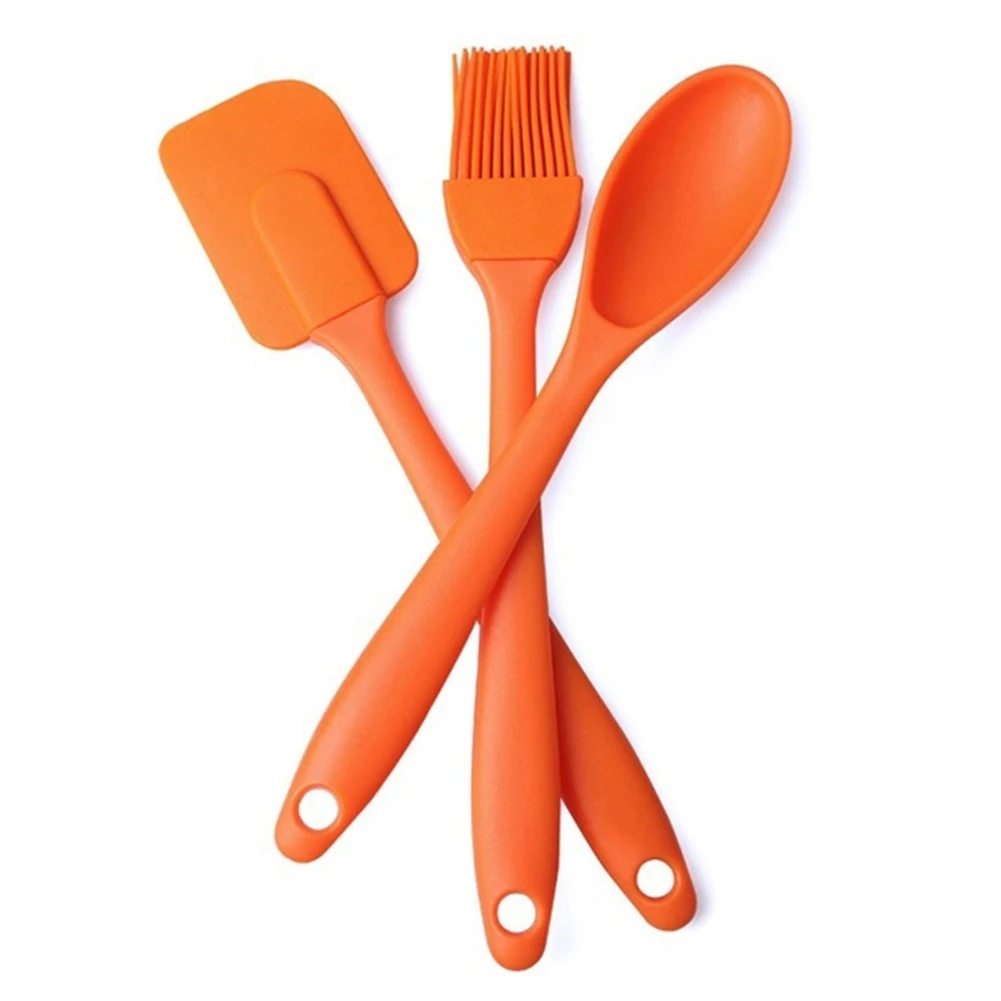 Orange 3 шт./компл. силиконовые шпатели выпечка скребок кисть инструмент для приготовления торта своими руками Пособия по кулинарии поставки ckkoware - Цвет: Orange