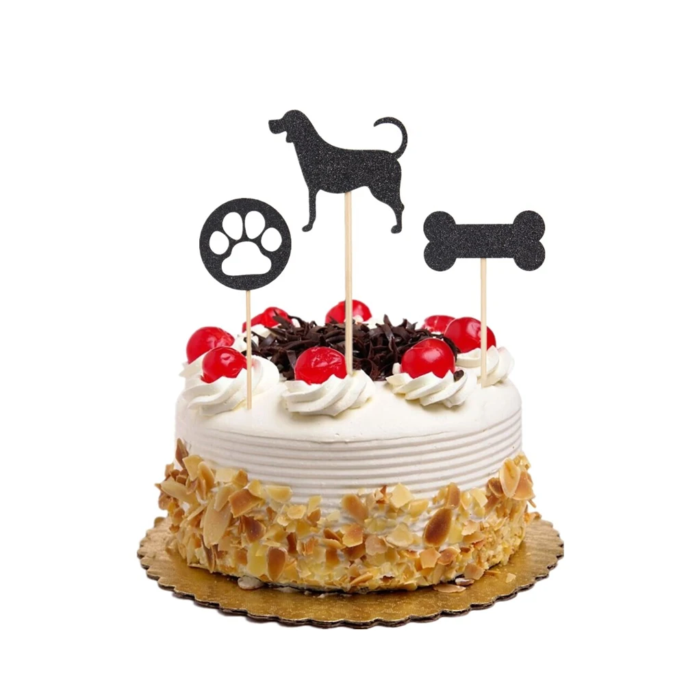 12 шт. Блестящий Топпер для торта в виде собаки декоративные вставки костей