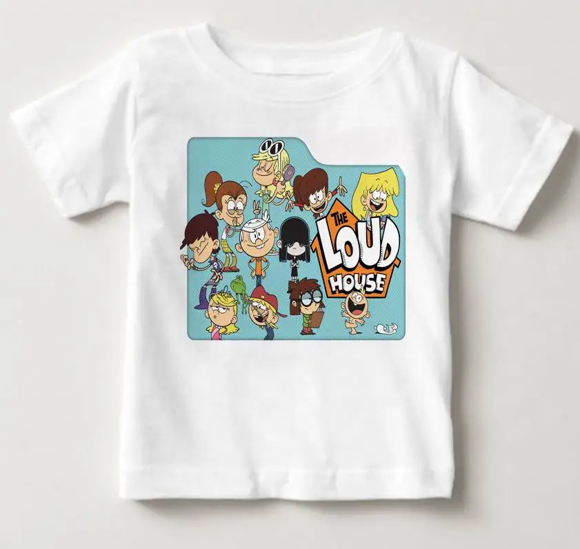 White childreT-shirt Горячая Распродажа, забавные детские футболки с громким домиком летние топы с короткими рукавами, одежда для мальчиков и девочек футболки для маленьких детей, MJ - Цвет: White childreT-shirt