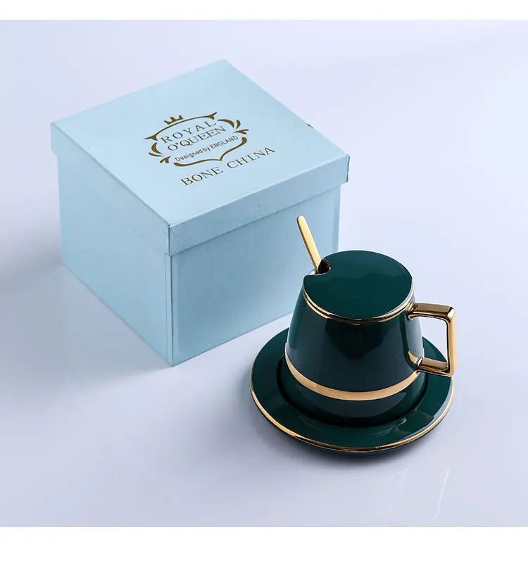 Coffee cup European luxury porcelain retro gift box set water cup Nordic high grade gift cup with spoon cover