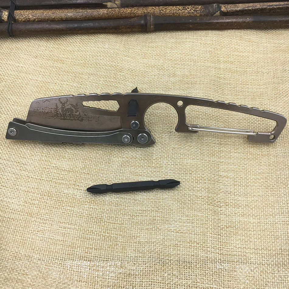 Многофункциональный прямой нож с карабином фиксированный blade58HRC 7Cr17mov для охоты