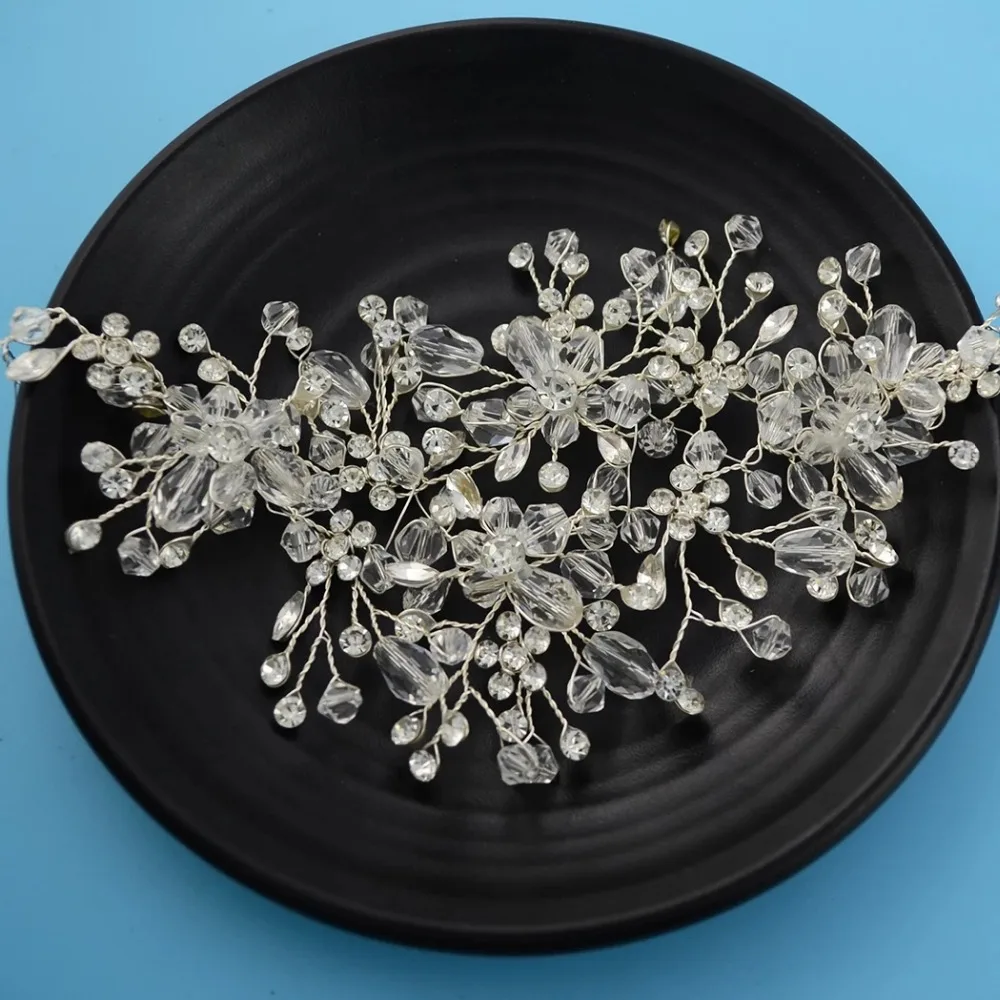 

Fashion Leaves Color bridal hair accessories Handmade Crystal Hair Jewelry Wedding Accessories Headband Women Headpiece