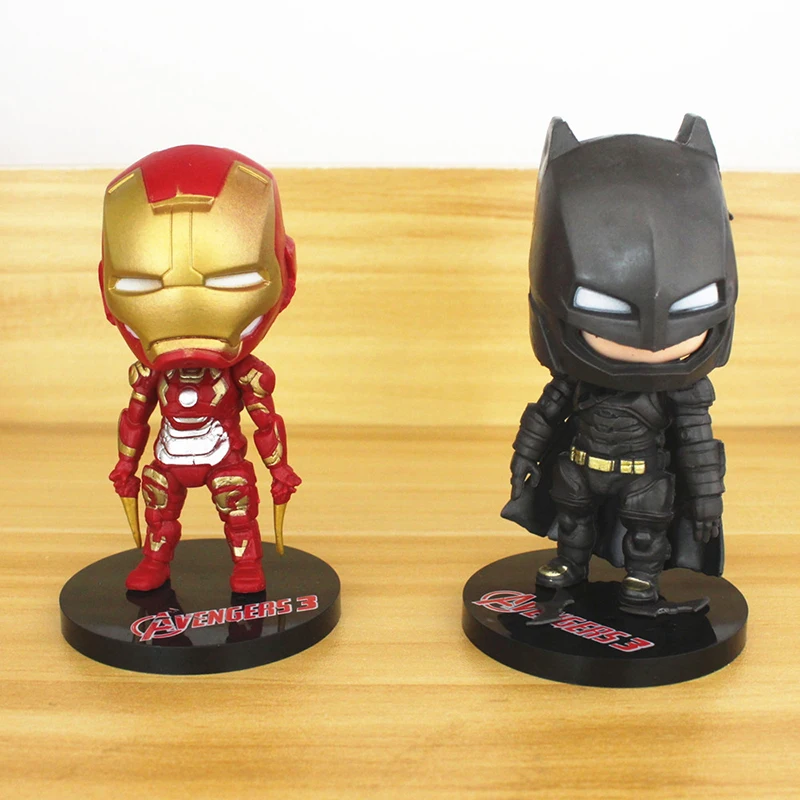 Мстители миниатюры Marvel ПВХ Фигурки Человек-паук Фигурки, детские игрушки Капитан Marvel Бэтмен Человек-паук Халк