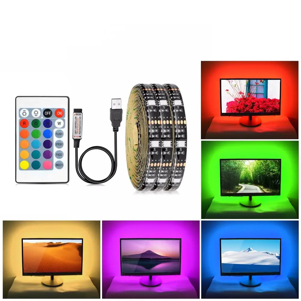 Светодиодный светильник для шкафа RGB ТВ задний светильник лампа 1 м 2 м 3 м 4 м 5 м светодиодный светильник для шкафа шкаф для шкафа ТВ фон светодиодный диодный светильник ing