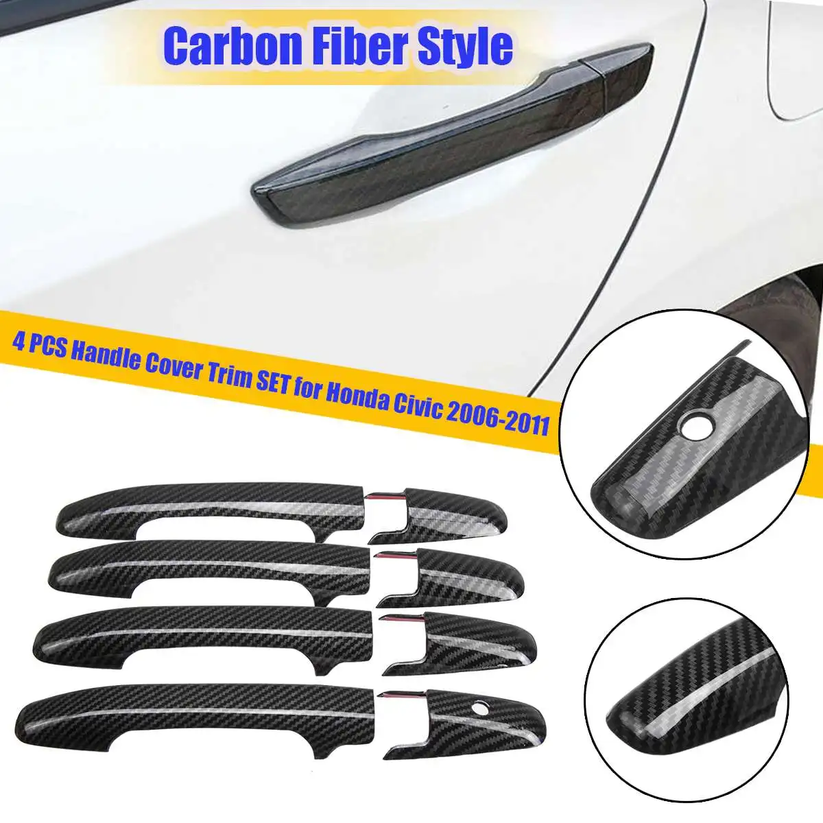 Carbon Fiber Exterior Door Handle For Honda for Civic 2006-2011 Outside Door Handle Cover Grab Trim Car Styling Accessories