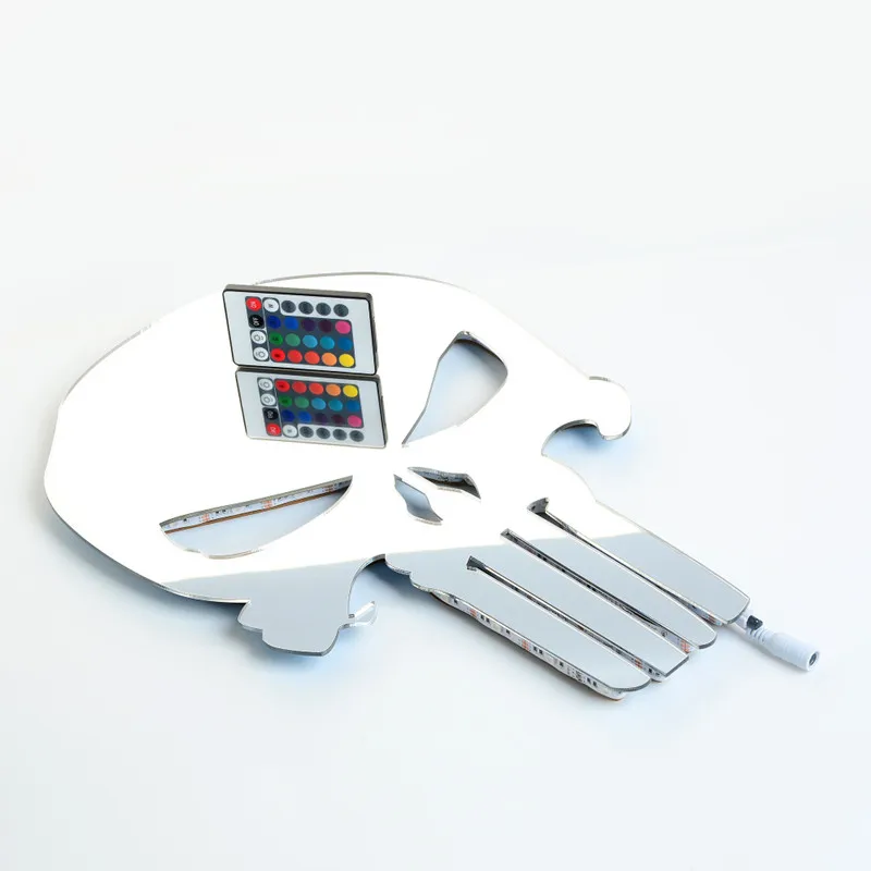 HZFCEW USB светодиодный настенный светильник с черепом цветной зеркальный
