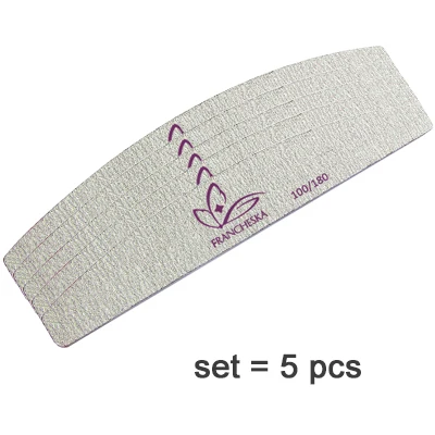 Nail file 5pcs Francheska пилочка для ногтей 100/180 шлифовальный буферный блок для педикюра маникюрный полировальный лак инструмент для красоты профессиональные пилочки для ногтей серая лодка - Цвет: Nail file 5pcs