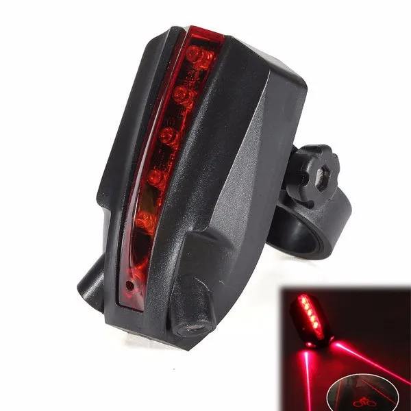 

LED Bicycle Bike Light Night 2 Laser+5 LED Rear Bike Bicycle Tail Light Beam "bike logo"Safety Warning Red Rear Lamp Waterproof#