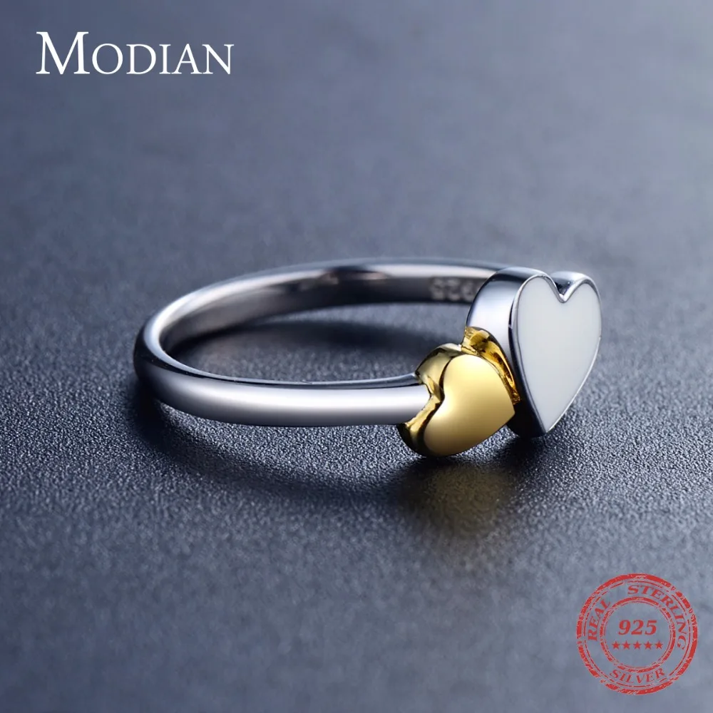Modian классическое романтическое кольцо из настоящего серебра модное Двойное