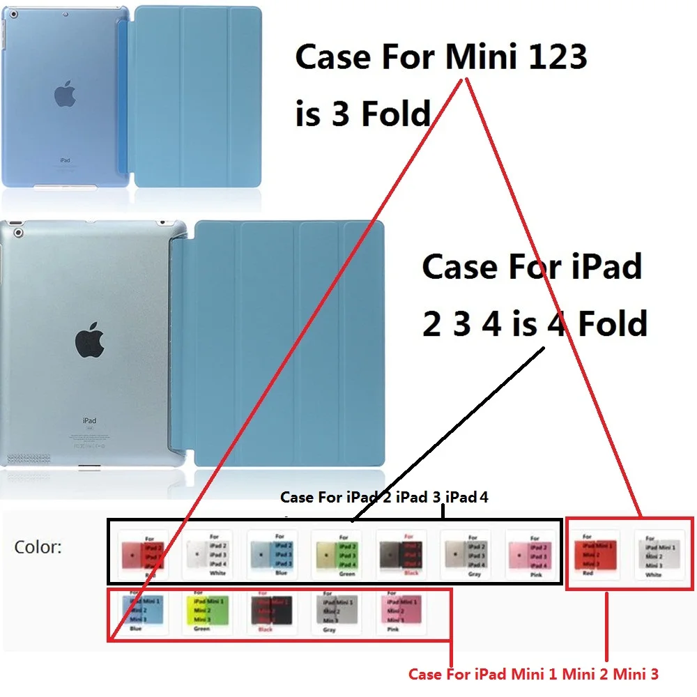 QUWIND Ultra Slim Fold PU Leather with Crystal Hard Back Smart Stand Case Cover for iPad 2 3 4 Mini 1 5 2019 | Компьютеры и офис