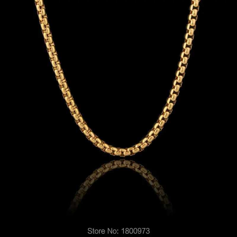 4 мм желтое золотое ожерелье с цепочкой для женщин и мужчин мальчиков девочек