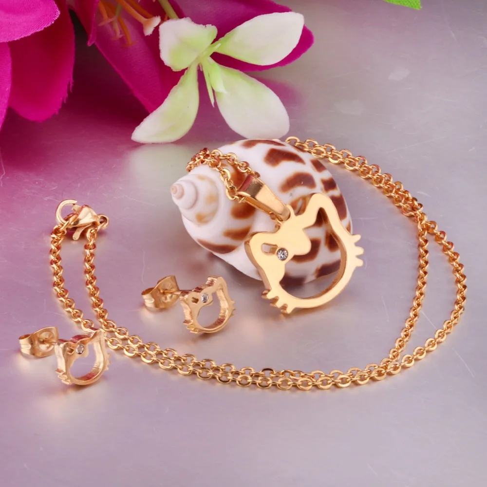 Luxukisskids 316L Нержавеющая сталь Цепочки и ожерелья серьги ювелирные наборы