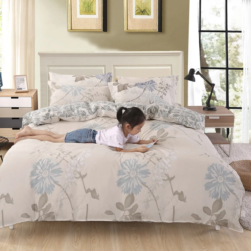 Цветочный узор Розовый пододеяльник 3/4 шт Комплект постельного белья для