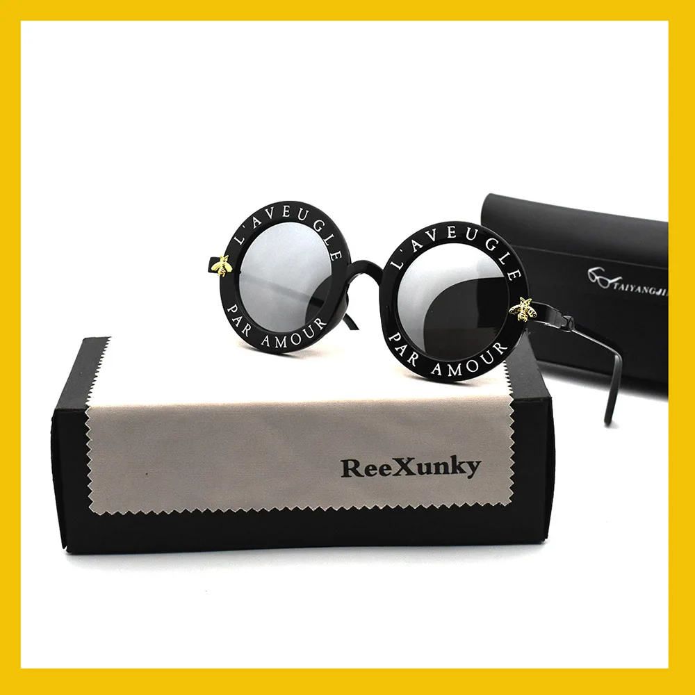 Fashion Unisex Round Retro Sunglasses Ladies Glasses Circle Classic Honey Letter Design Logo Men Dark Driving | Аксессуары для