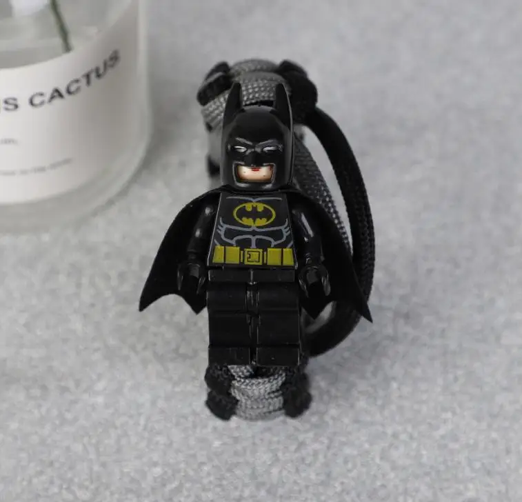 batman Buzz Lightyear Paracord браслет для детей супергерой Железный человек розовый Бэтмен Дарт Вейдер кролик Единорог строительные блоки кирпичи игрушки - Metal Color: batman