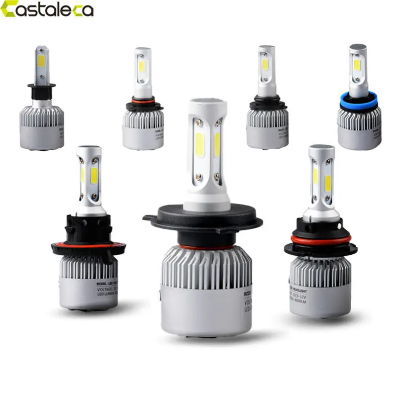 Castaleca Led H7 H4 9005 HB3 9006 H3 H11 H13 9004 9007 COB комплекты автомобильных фар 6500K 8000LM Hi