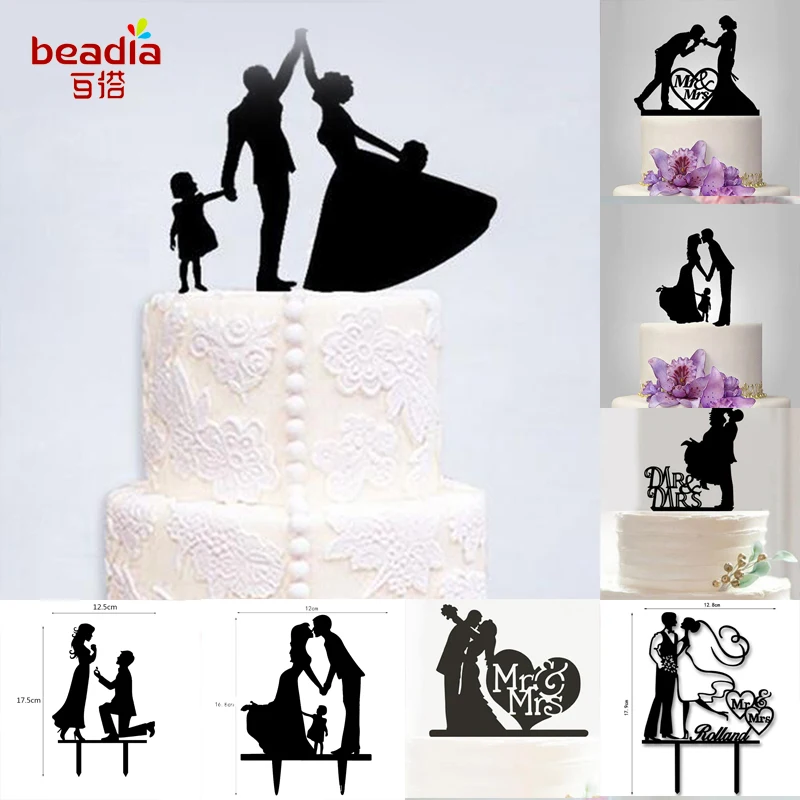 Свадебный торт Topper Love Mr Mrs акриловый Безопасный черный Toppers Романтический невесты