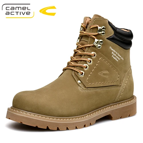 Camel Active; Новинка; походная обувь из натуральной кожи; зимние уличные треккинговые ботинки на шнуровке; мужские кроссовки для альпинизма - Цвет: khaki