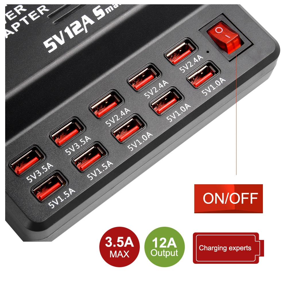10 Порты и разъёмы s мульти Зарядное устройство USB настенное для рабочего стола