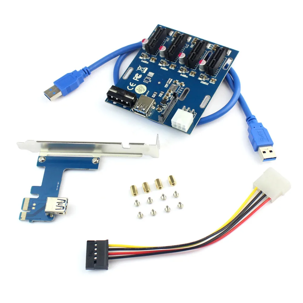 XT-XINTE PCIe to PCI Express 1to 4 Slot Riser Card Mini ITX External PCI-e Adapter Port Multiplier for Miner BTC | Компьютеры и офис
