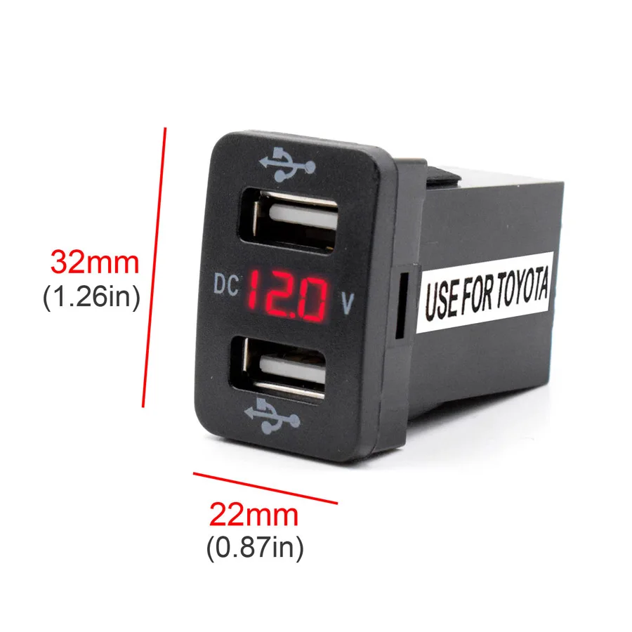 small size XCGaoon специальный выделенный 5V 4.2A на 2-портный Dual USB Порты и разъёмы автомобиля Зарядное устройство с светодиодный вольтметр разъем адаптера для TOYOTA вход DC 12 V-24 V - Название цвета: small size