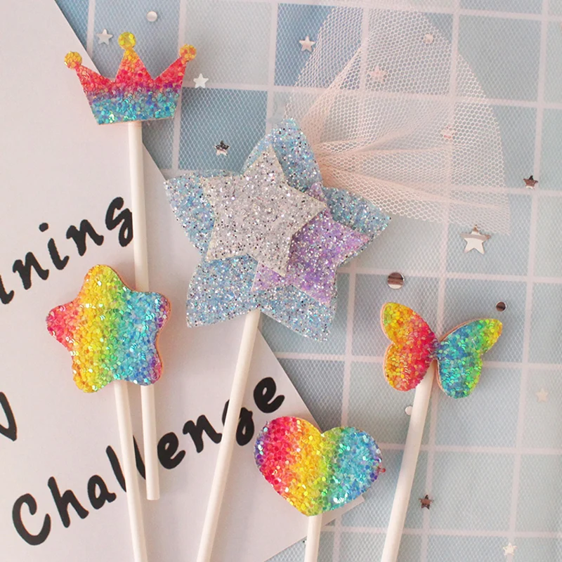 5 шт. Милая блестящая Розовая звезда Торт Топпер торт украшение для детей Baby Shower