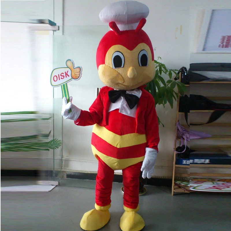 ohlees Actual Picture Jollibee in Philippines happy bee Mascot Costume Adult Size Outfit Plush Costumes Fancy Dress | Тематическая