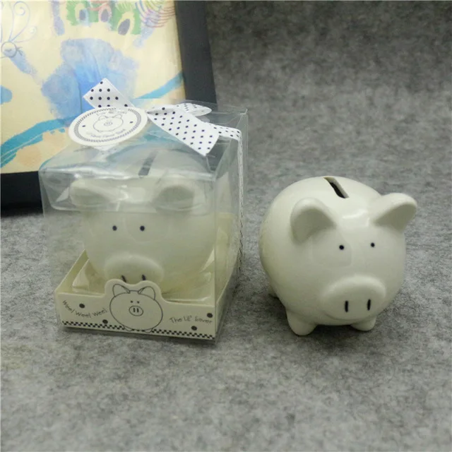 white Piggy Bank 50 шт./партия Керамика Копилка Свадебные подарки для маленьких девочек и мальчиков, брендовый костюм для малышей празднований дня рождения стаканчики для вечеринки, подарков - Цвет: white Piggy Bank