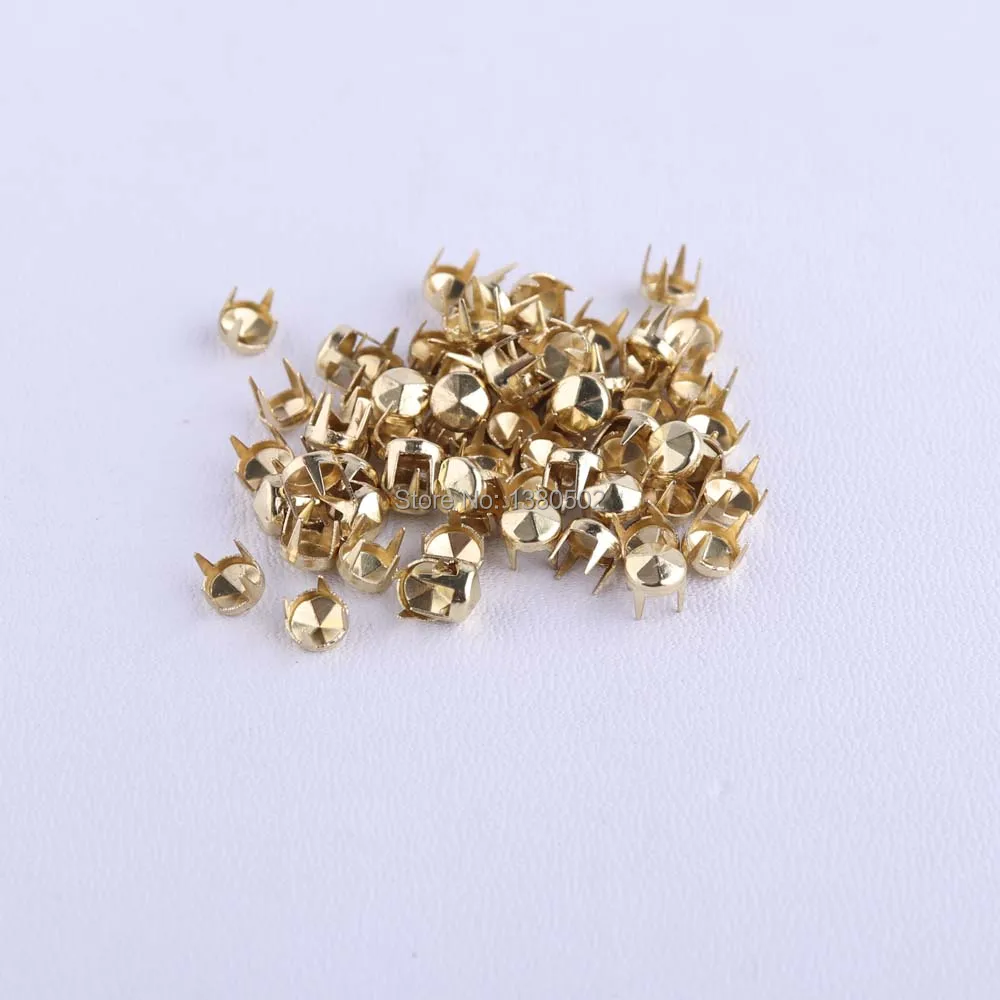 100 pcs gold color 5*5MM Four claw metal studs decoration Spikes for clothing Garment Rivets | Дом и сад