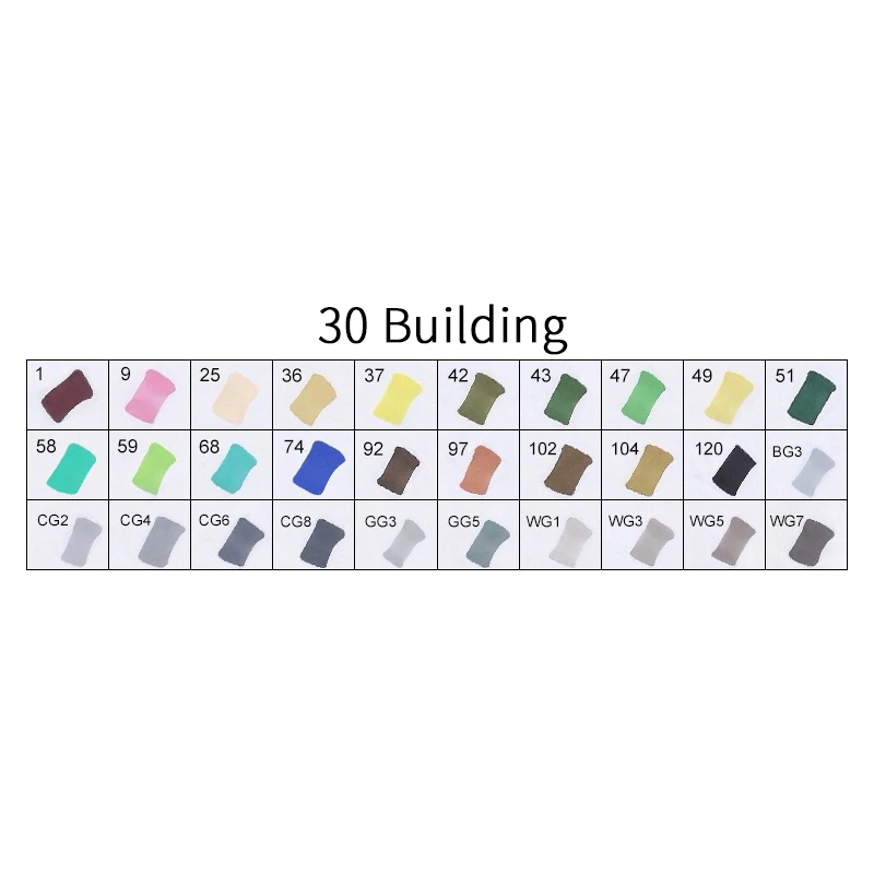 30BUILDING TOUCHFIVE 12/24/30/40/60/80/108/168 Цвета маркер для рисования на спиртовой основе кисть манга рисунок с двойной головкой маркеры товары для рукоделия - Цвет: 30BUILDING