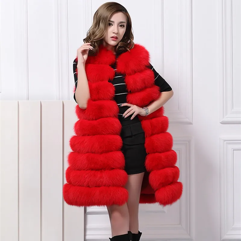 Роскошный жилет из натурального меха лисы осенне зимний женский с мехом длинная