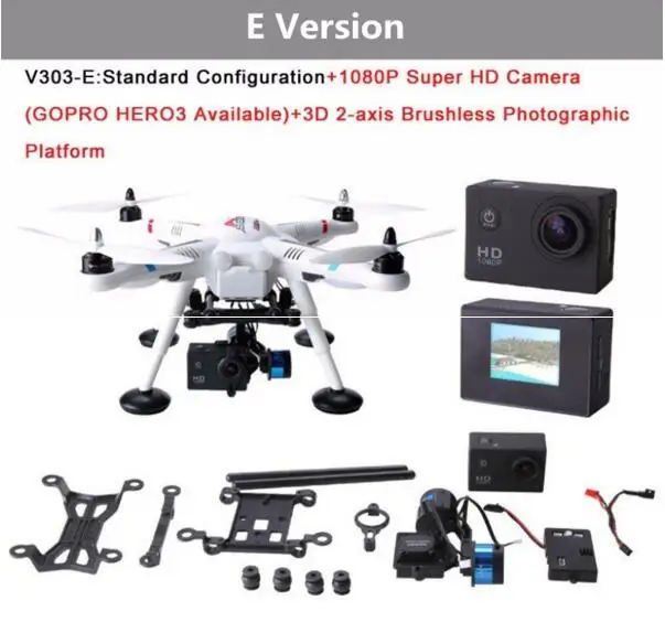 Лицензированный V303 gps смарт-Квадрокоптер для GoPro Riva FPV SEEKER gps Дрон с шарнирным кронштейном для спортивной камеры Gopro - Цвет: E Version