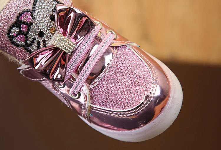 2019 г. Светодиодный свет модные ботинки для маленьких девочек плюшевая зимняя